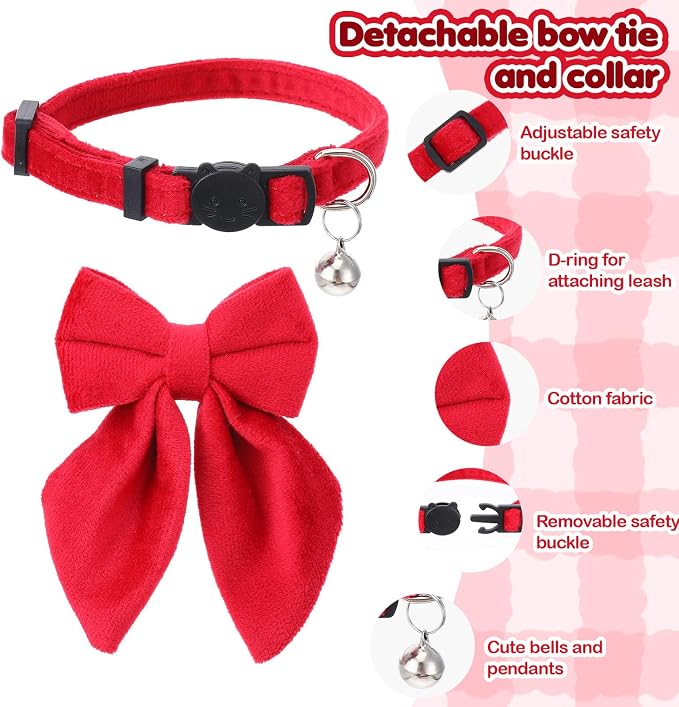 2Pcs Cat Collars for Girl Cats Breakaway Pink Cat Collar - Image 3