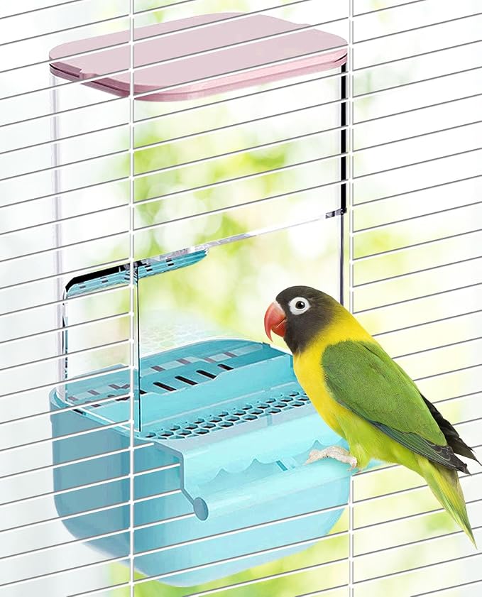 BNOSDM No Mess Bird Cage Feeders Automatic Bird Feeder Parrot Cage Accessories by BNOSDM