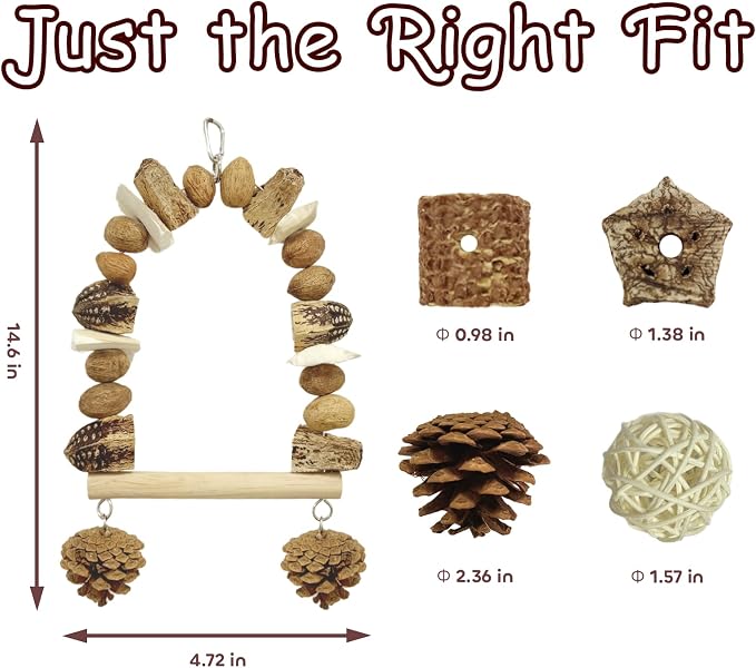 Nut Perch Stand with Interchangeable Materials – Natural, Safe Bird Playset - Image 7