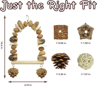 Nut Perch Stand with Interchangeable Materials – Natural, Safe Bird Playset - Image 7