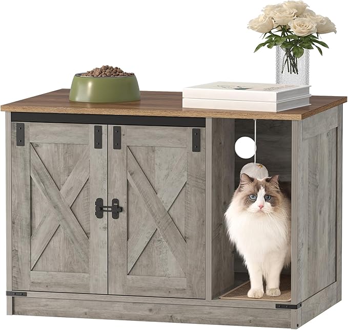 Cat Litter Box Enclosure, Hidden Litter Box Cabinet Furniture by Hzuaneri
