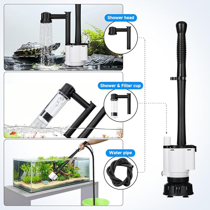 AQQA Fish Tank Cleaner, 8-in-1 Electric Aquarium Gravel Vacuum, Clean - Image 4