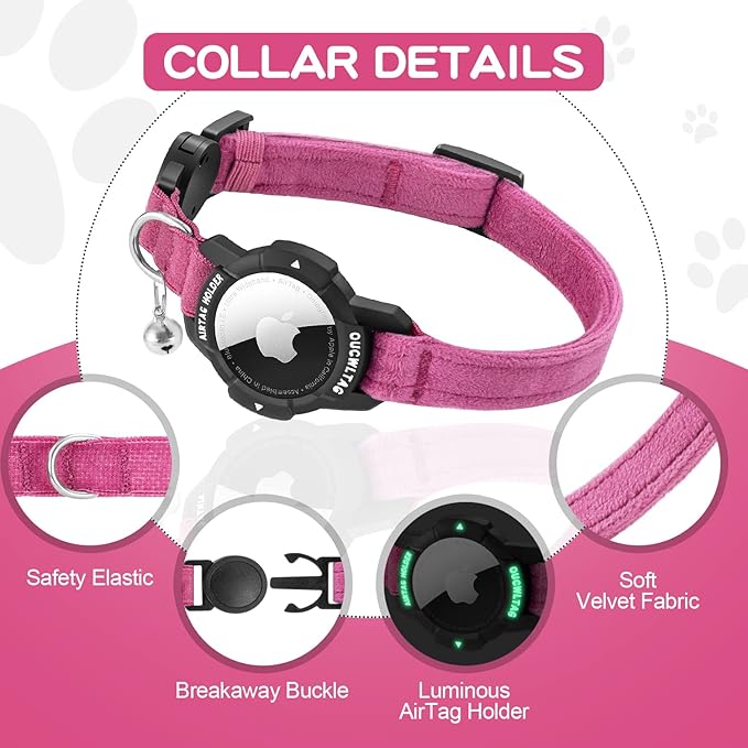 Luminous AirTag Cat Collar Breakaway, OUCWLTAG GPS Cat Collar - Image 2