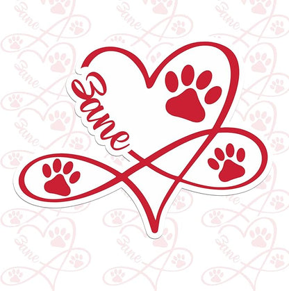 Custom Paw Pet Sticker Personalized Heart Name Pet Paw Cat and Dog Lover by SANGAROM