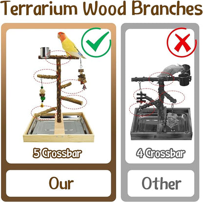 Tfwadmx Bird Perch Natural Wood Stand Toy Parrot Play Stand Platform Bird Cage - Image 4
