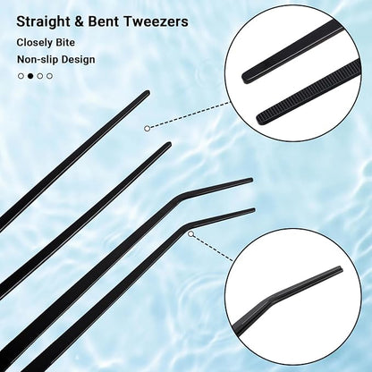 Segarty Longer Aquarium Aquascaping Tools, 4 in 1 Stainless Steel Black - Image 4