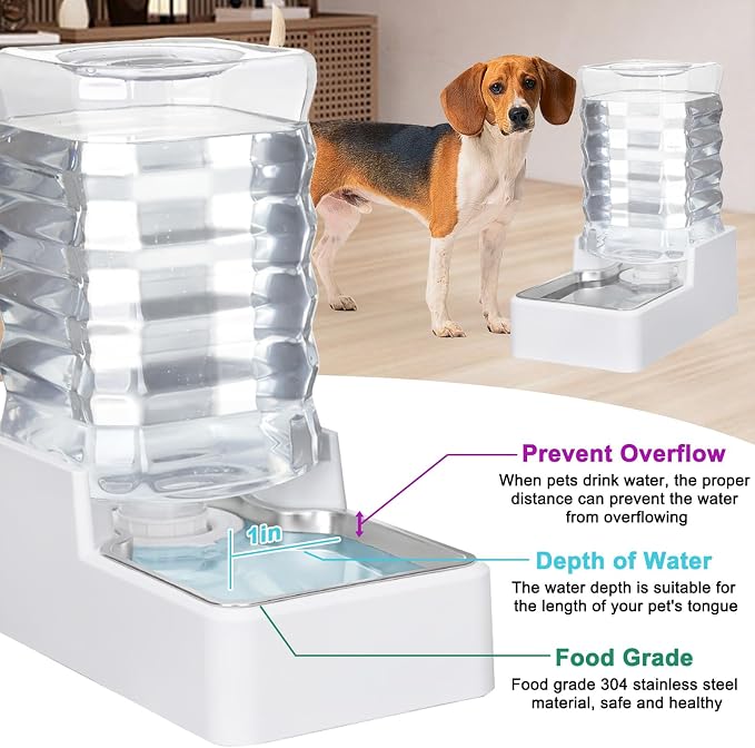 Dog Cat Water Dispenser: 8L White Upgraded Gravity Feeder - Image 5