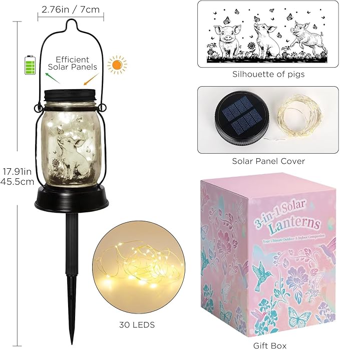 kyoryuger Pig Gifts for Women/Men/Kids Pig Lovers Animal Solar Lantern - Image 7