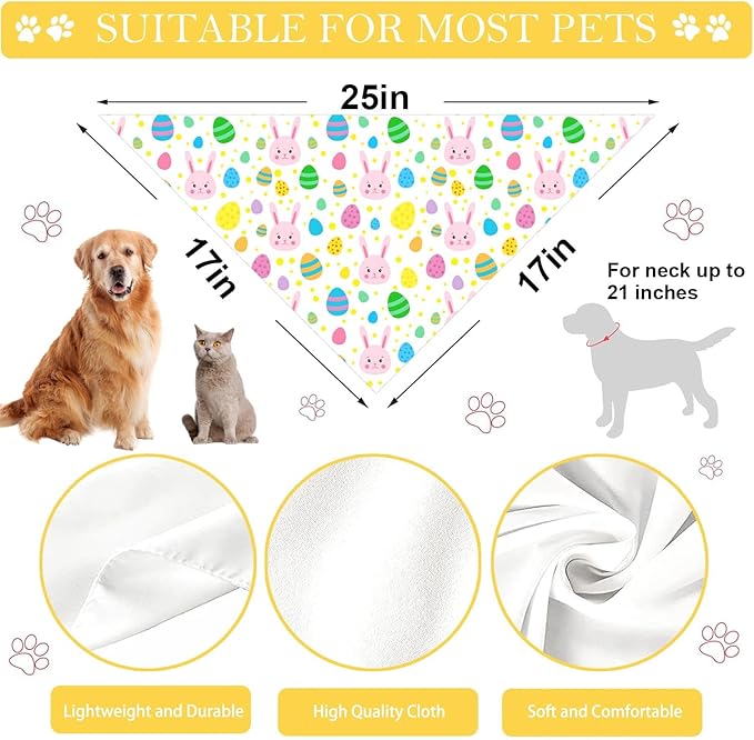 Easter Dog Bandana, 2 Pack Adjustable Holiday Party Pets Rabbit Easter Egg - Image 3