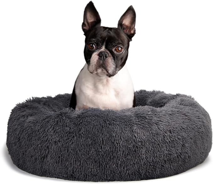 Calming Donut Dogs Beds for Medium Dogs up to 45 lb, 30inch Anti-Slip Plush by nononfish