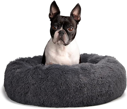 Calming Donut Dogs Beds for Medium Dogs up to 45 lb, 30inch Anti-Slip Plush by nononfish