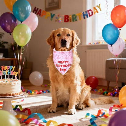 Dog Birthday Bandana Girl for Medium Large Dogs, Reversible 2 Patterns in 1 - Image 6