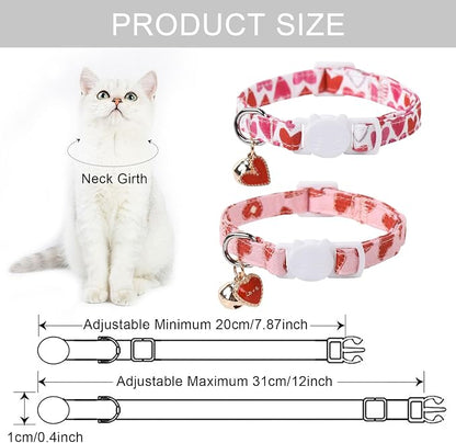 Lionet Paws 2pcs Pack Valentine's Day Cotton Cat Collar, Breakaway Buckle - Image 6