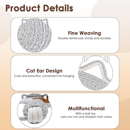 Cat Scratcher Mat, Natural Cotton Rope Cat Scratch Pad, 15.7'' Round Horizontal - Image 3