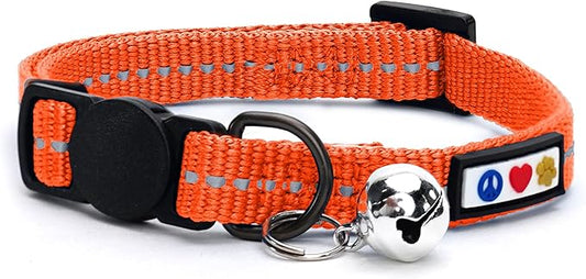 Pawtitas Recycled Orange Reflective Cat Collar – Eco-Friendly Breakaway Safety by Pawtitas