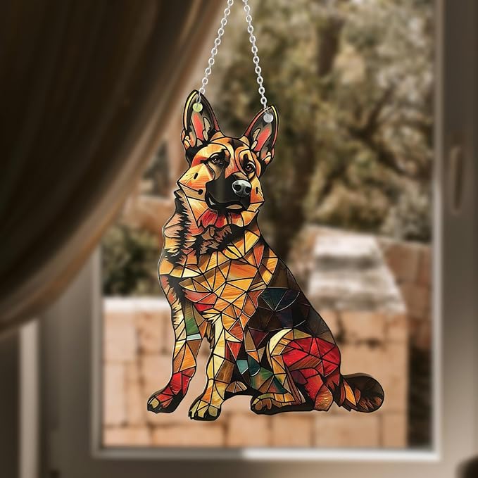 German Shepherd Window Hanging Decor Suncatcher Dog ，Stain Acrylic Window - Image 4
