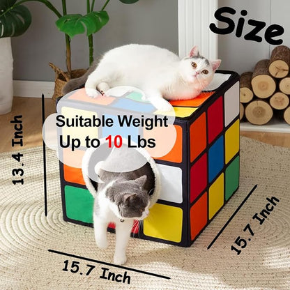 LUCKITTY Cat Condo House with Reversible Cushions and Fluffy Ball Hanging - Image 2