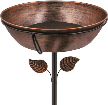 3" Deep Metal Bird Bath for Outdoors, Removable 13" Dia Bowl by OUISJYER