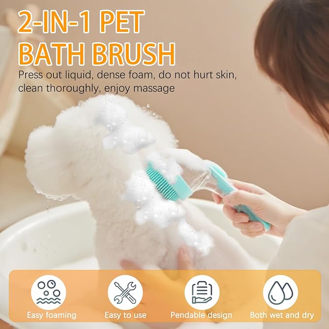 7 PCS Pet Bath Brush Set, Dog Bath Brush - Image 2