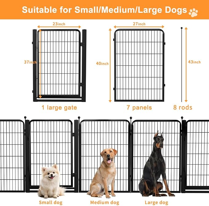 Dog Fence Outdoor Pens Outside, Portable Dog Play Pen 40" H 8 Panels Pet - Image 6
