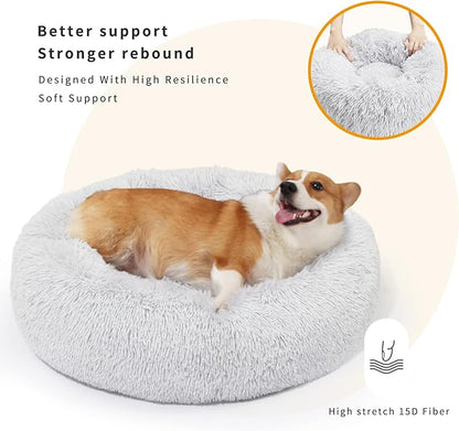 Calming Dog Bed for Medium Dogs Washable Donut 30 inches Anti-Slip Pet Bed - Image 4