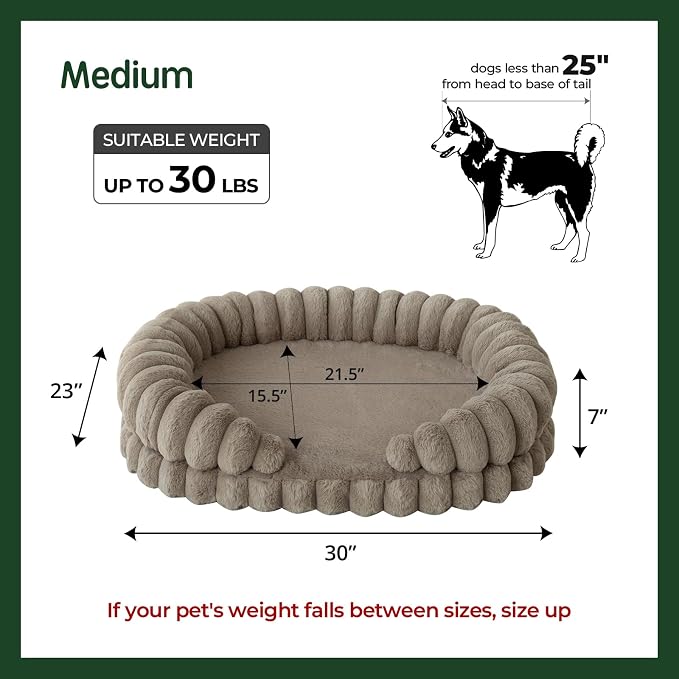 BALANCE Calming Dog Bed for Medium Sized Dogs, 30 Inches Oval Washable Pet Bed - Image 5
