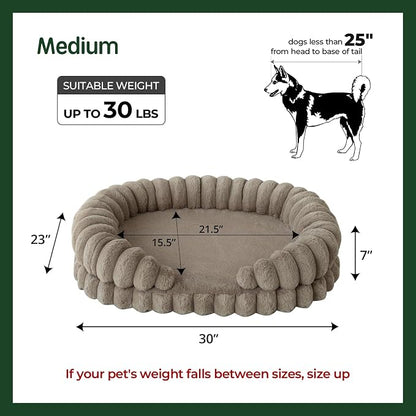 BALANCE Calming Dog Bed for Medium Sized Dogs, 30 Inches Oval Washable Pet Bed - Image 5