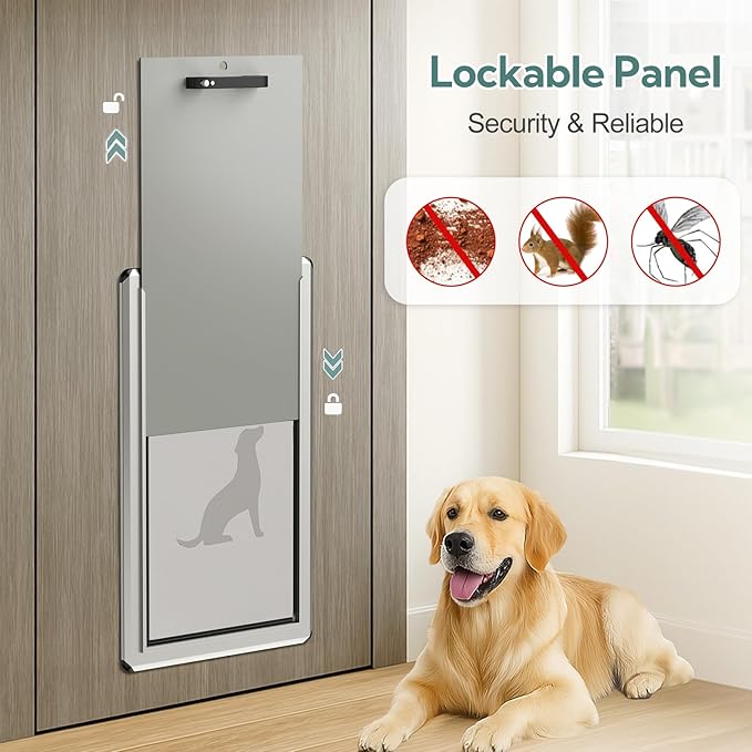 Aluminum XL Dog Door for Door, Open Size:24.4" H x 13.8'', Heavy Duty Doggy Door - Image 8