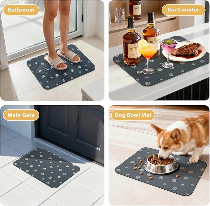 Dog Food Mat, Diatom Ooze Cat Water Mats Non Slip - Image 7