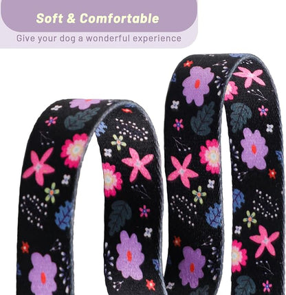 QQPETS Adjustable Soft Dog Collar: Print Flower Pink Multicolor Cute Patterns - Image 3