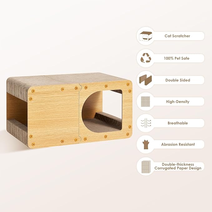 EHEYCIGA Cardboard Cat Scratcher House, 23-Inch Corrugated Cat Scratcher - Image 2