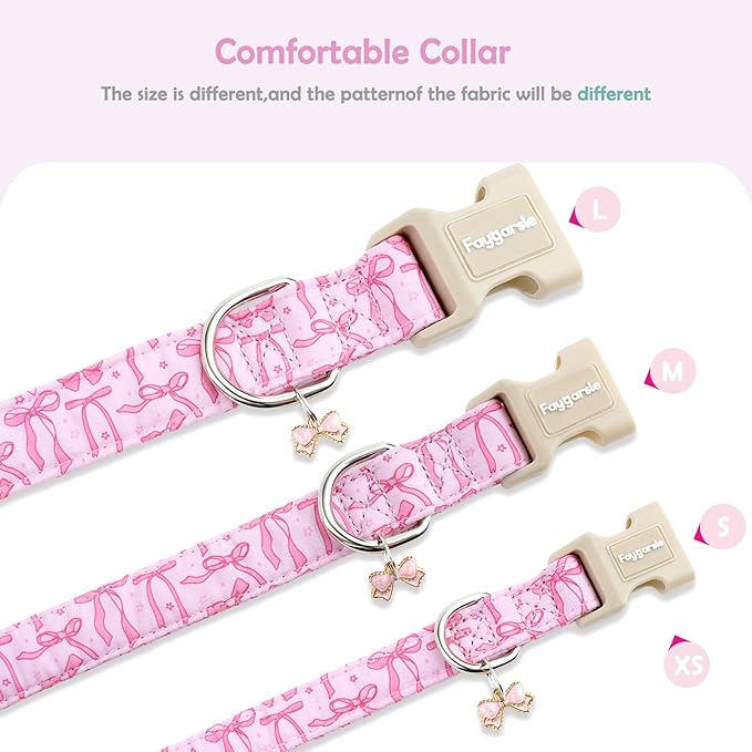 Faygarsle Cute Pink Bow Pattern Dog Collar - Image 5