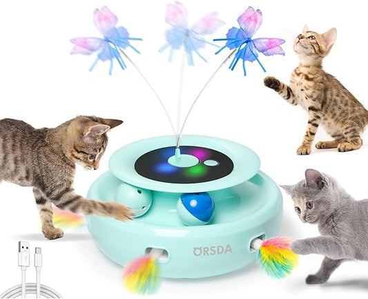 ORSDA Cat Toy, 3-in-1 Automatic Interactive Electronic Moving Ambush Feather by ORSDA