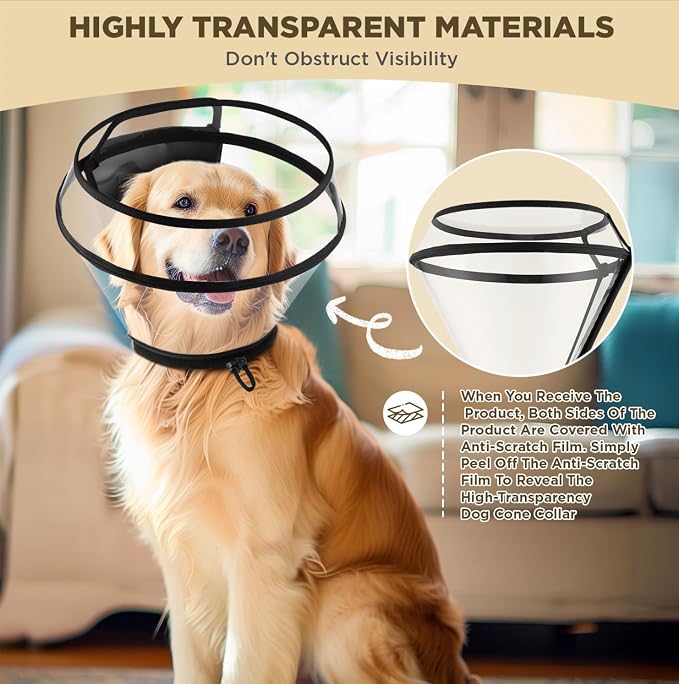 Dog Cone Collar for After Surgery, Transparent Dog Cones Alternative for Small - Image 4
