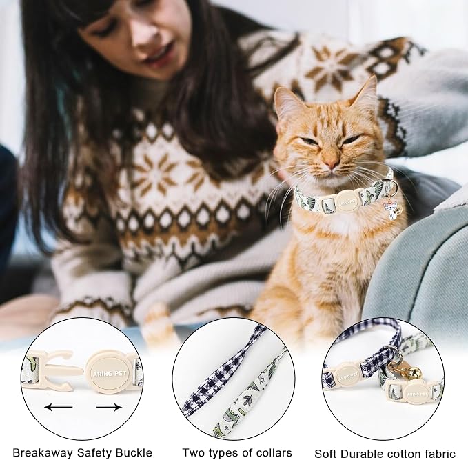 ARING PET 2 Pack Cat Collar-Cute Cotton Cat Collar - Image 3