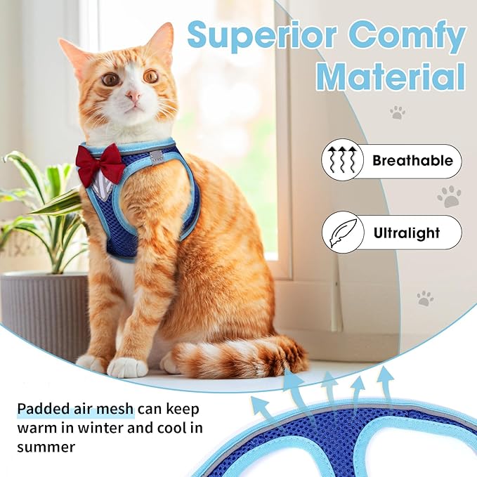 Cat Vest Harness and Leash Set for Walking Escape Proof, Adjustable Kitten - Image 3