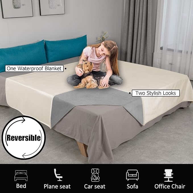 Ameritex Pet Bed Blanket Reversible 100% Waterproof Velvet Super Soft - Image 2