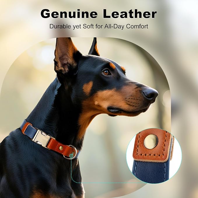 Plutus Pet Genuine Leather & Hemp Dog Collar – Adjustable Heavy Duty Pet Collar - Image 3