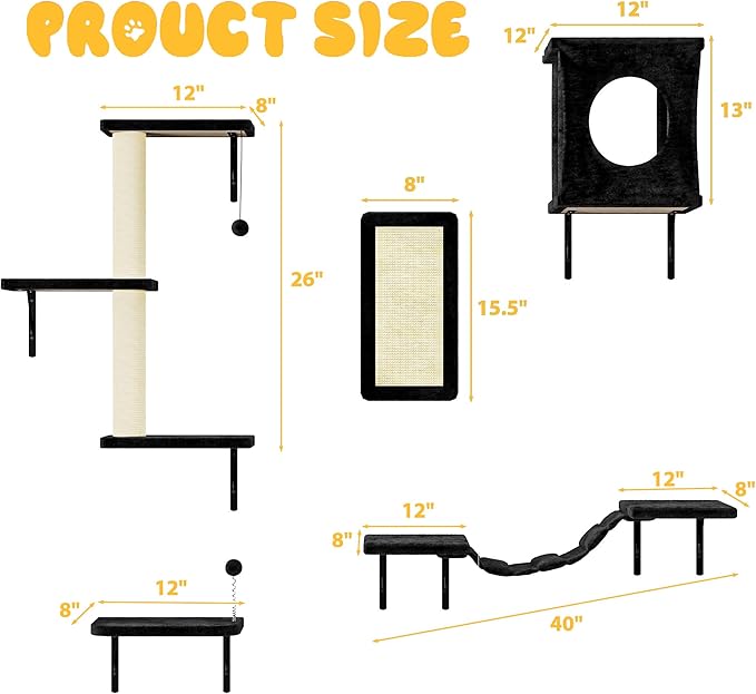 NUNU LAB Cat Wall Shelves, 10-in-1 Wall-Mounted Cat Furniture Set, Large Cat - Image 5