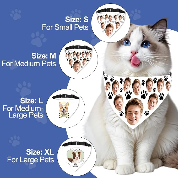 Funny Personalized Dog Bandana Custom Face Design, Custom Dog Bandana - Image 4