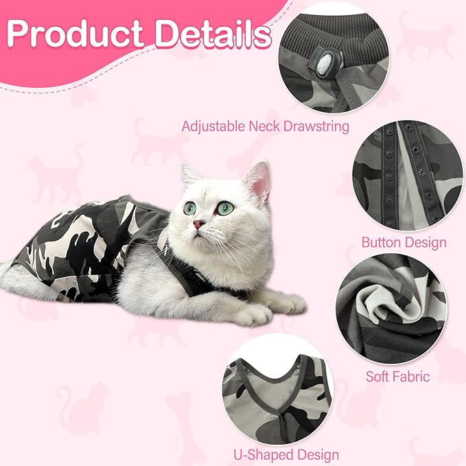 Cat Recovery Suit for Abdominal Wounds or Skin Diseases, Cat Onesie for Cats - Image 3