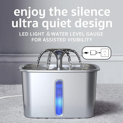 Veken Innovation Award Winner Stainless Steel Cat Water Fountain, 95oz/2.8L - Image 5