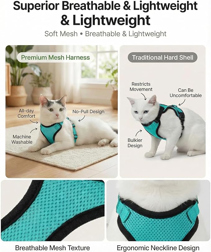 Luxelle 2 Pack Escape-Proof Cat Harness and Leash Set - Image 3