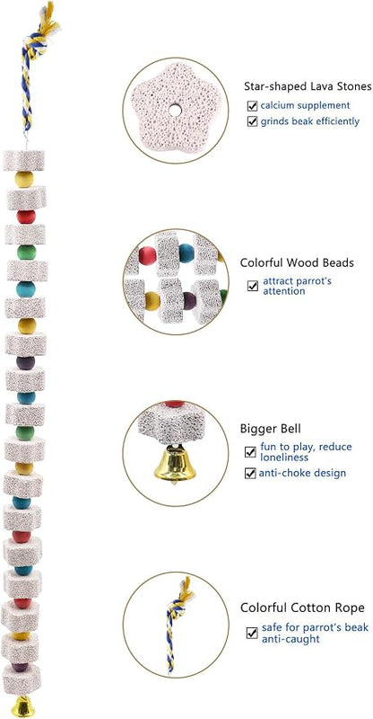 2 Pack 27 Inches Extra Long Bird Chewing Toy, Parrot Beak Grinding Calcium Stone - Image 4