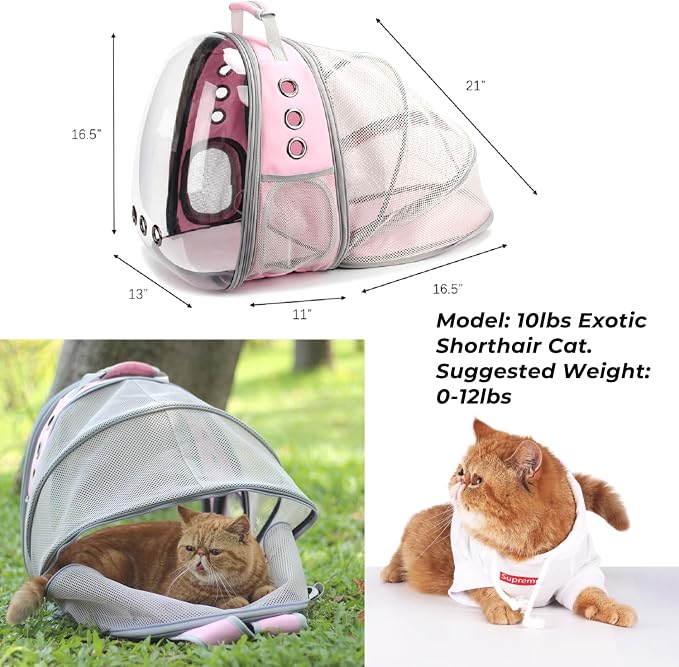 Lollimeow Cat Carrier Backpack, Expandable Bubble Pet Carrier - Image 2
