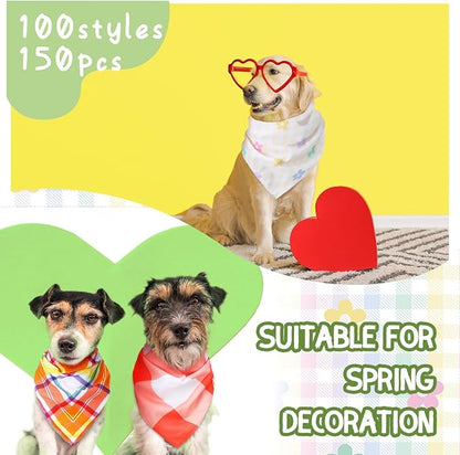 100 Pcs Spring Dog Bandanas Bulk Pet Bibs Colorful Triangle Scarf Pet Bandanas - Image 5