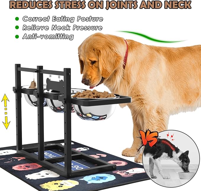 Elevated Dog Bowls for Large Dogs, 6 Height Adjustable Raised Stand - Image 2