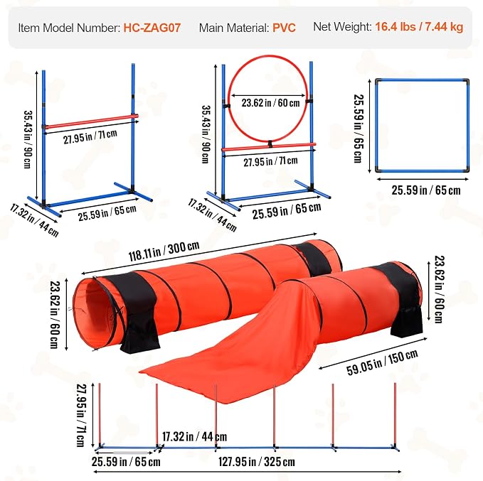 VEVOR Dog Agility Course Backyard Set, 2 Tunnels - Image 8