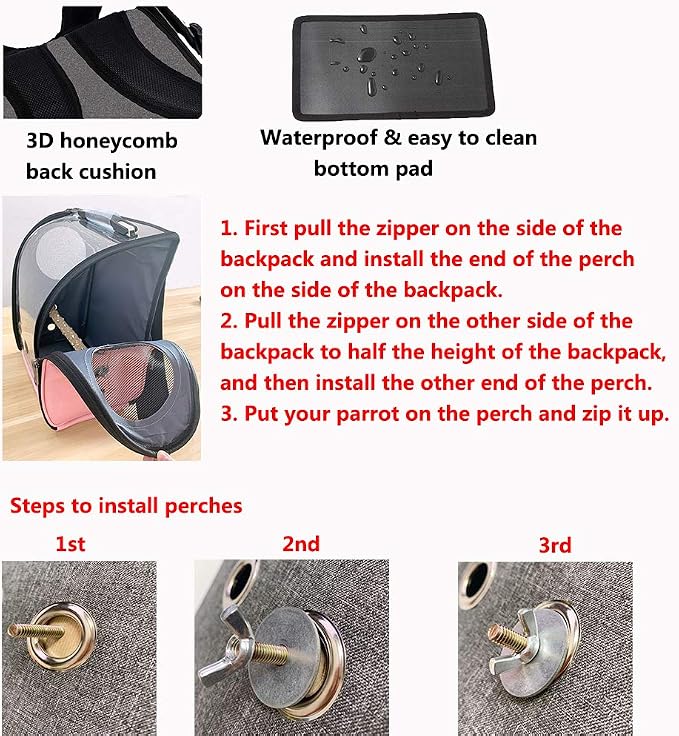 Bird Parrot Backpack Carrier Travel Bag - Image 5