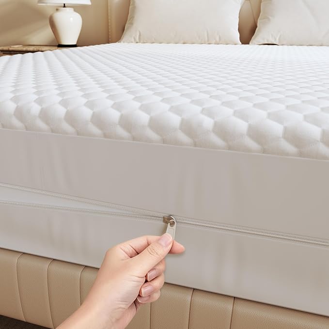 OhGeni 100% Waterproof Zippered Mattress Protector, Queen Size Mattress - Image 2